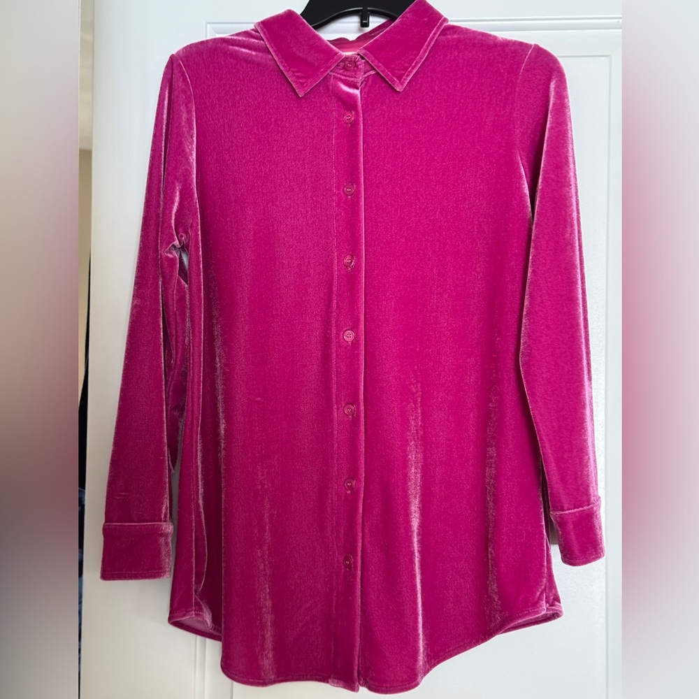 NWOT Soft Surroundings Fuchsia Velour Top, sz PM medium